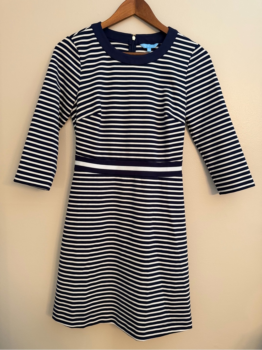 Draper James Navy & White Striped Fit & Flare Dress | Size XS | EUC